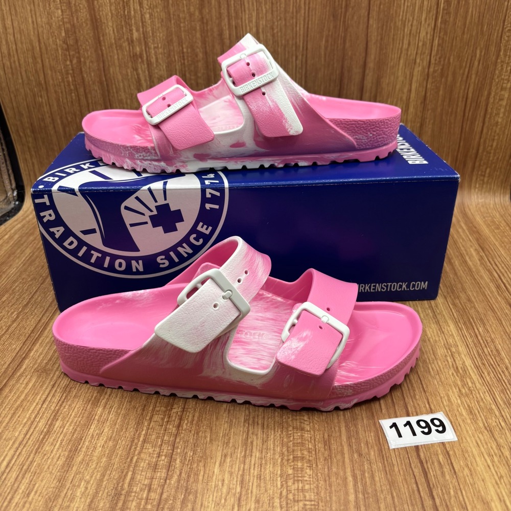 Birkenstock Arizona EVA Sandals Womens 38 7 Multi Pink New Marble Swirl #1199
